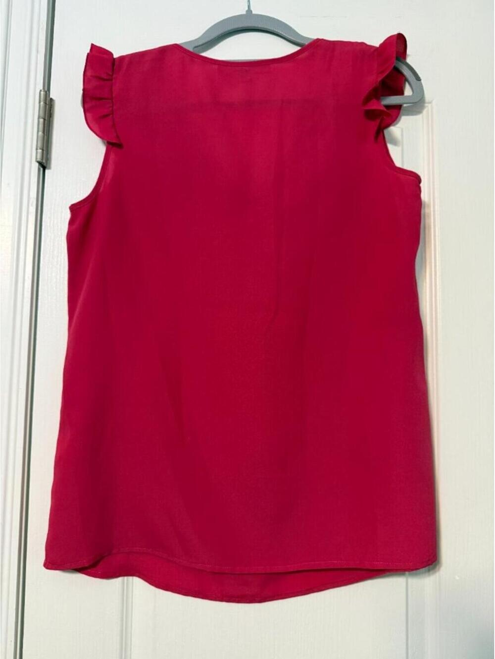 Alex Marie Hot Pink Sleeveless Ruffle Front Blouse Size Small - Picture 2 of 6